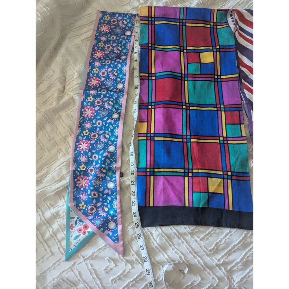 Vintage-Inspired & Floral Silk-Feel Scarf Lot - Set of 3 cottagecore boho purse